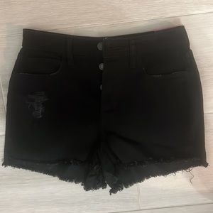 Hollister Ultra High-Rise Mom Short 3 inch black jean shorts, waist 26.